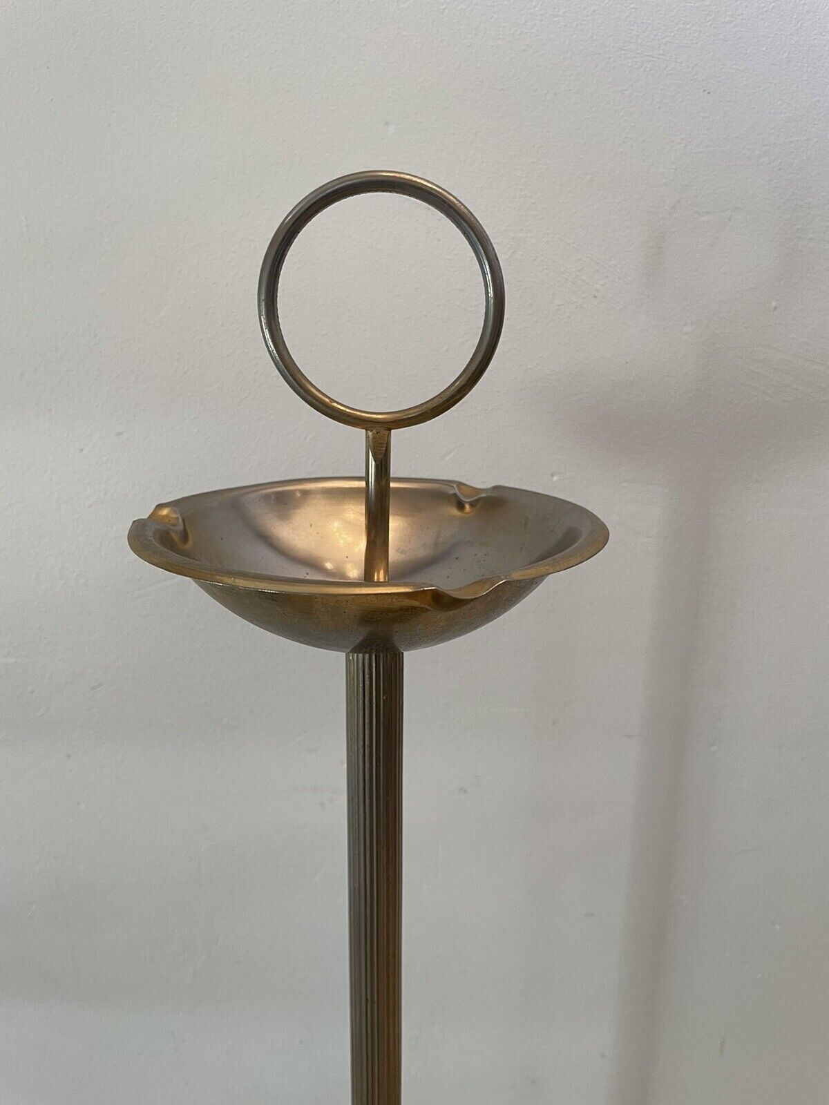 Vintage standing ashtray, 70's, golden metal, marble base