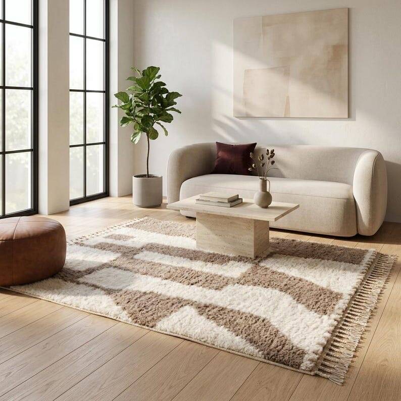 Handmade pure wool rug, custom size 2/3 m.