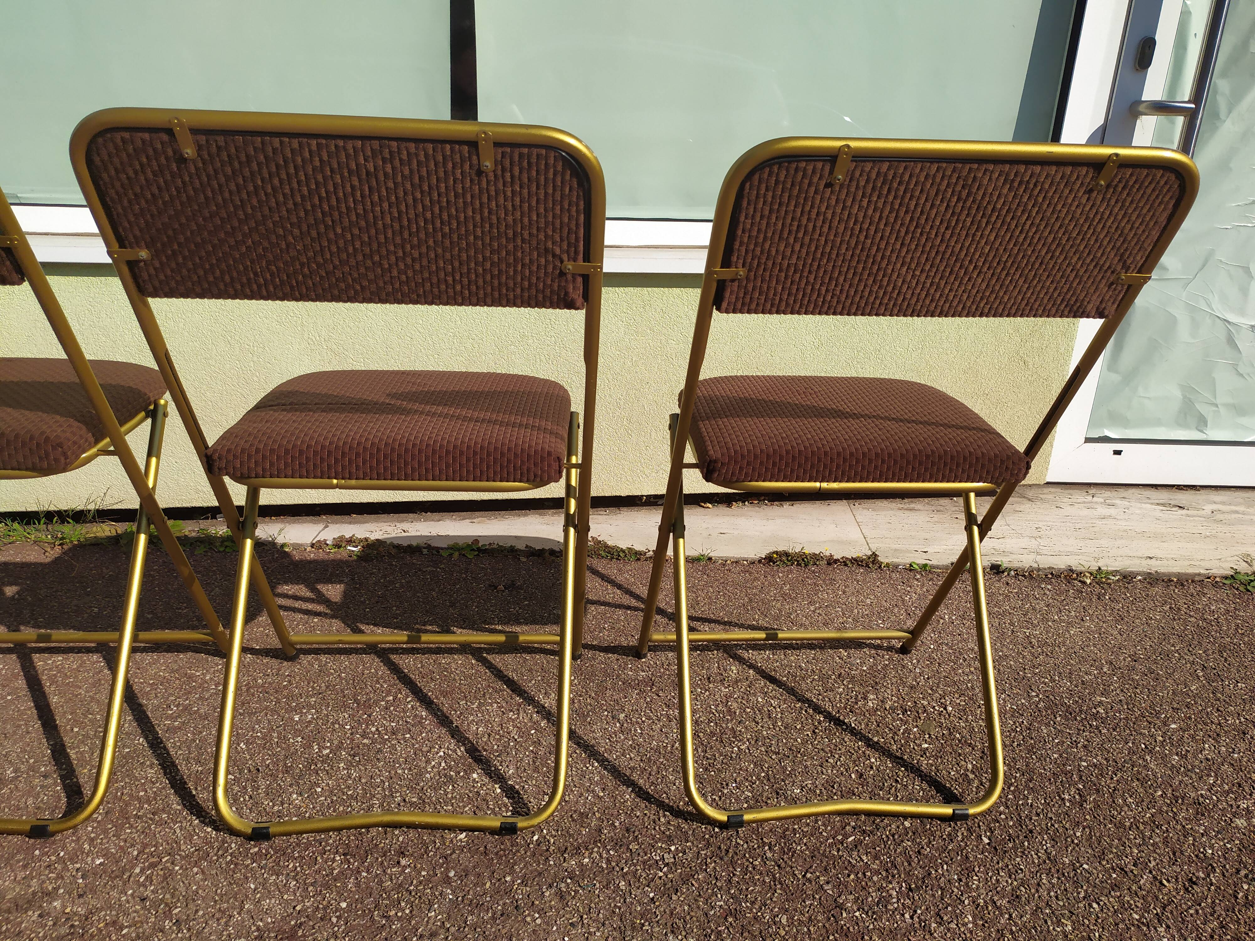 Lot de 4 chaise lafuma pliante damier marron doré