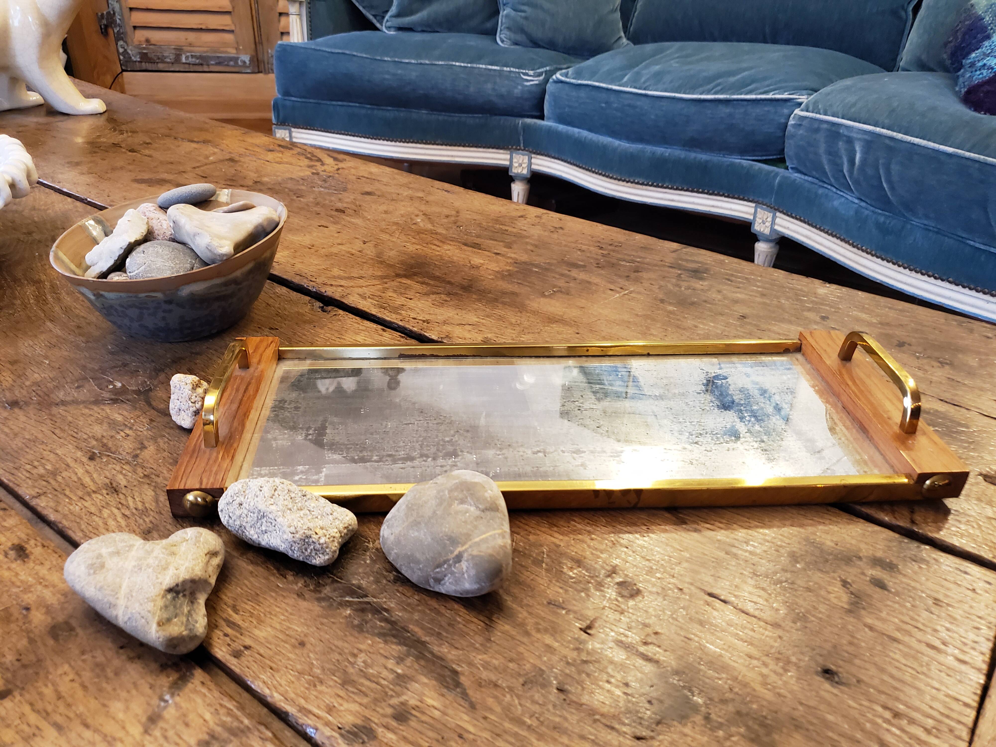 Mirror top 50's wood and brass