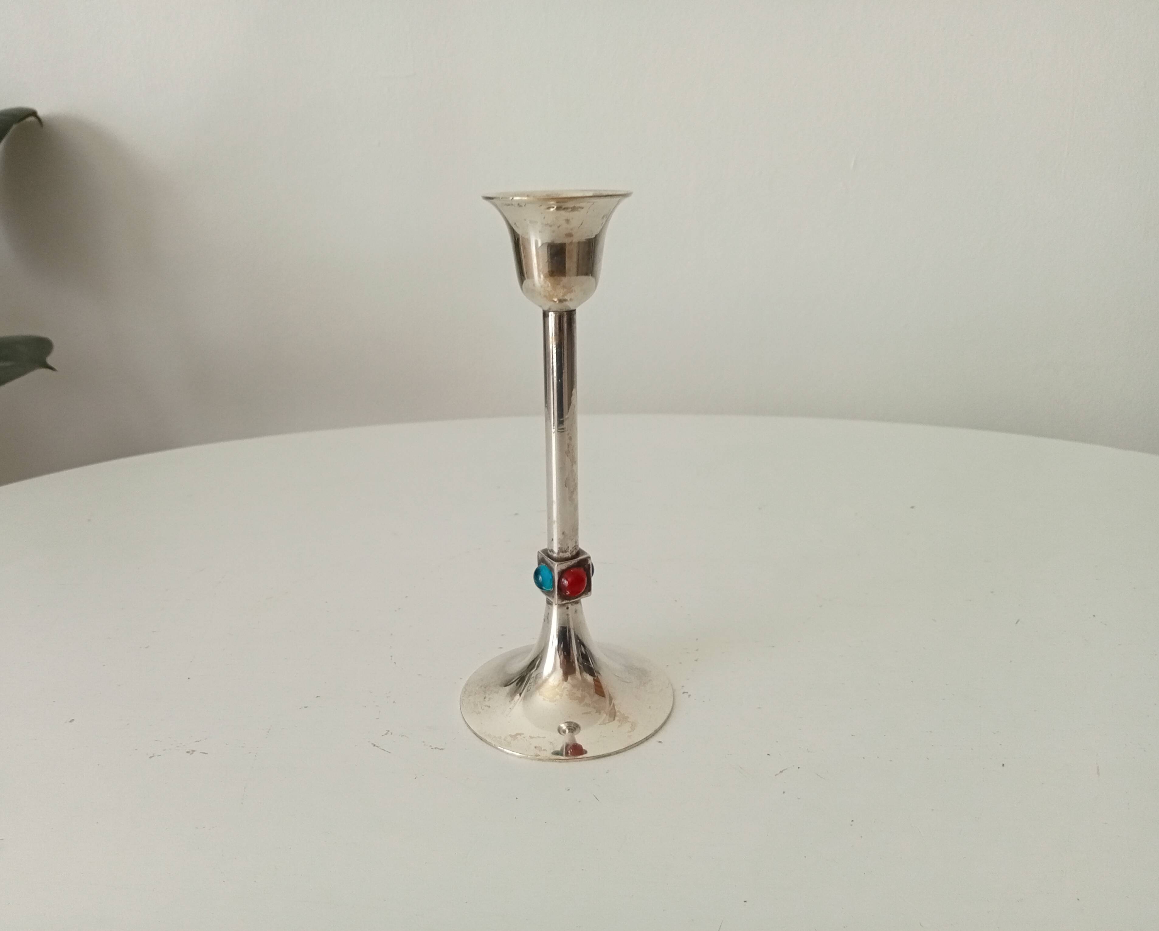 Vintage silver metal candle holder