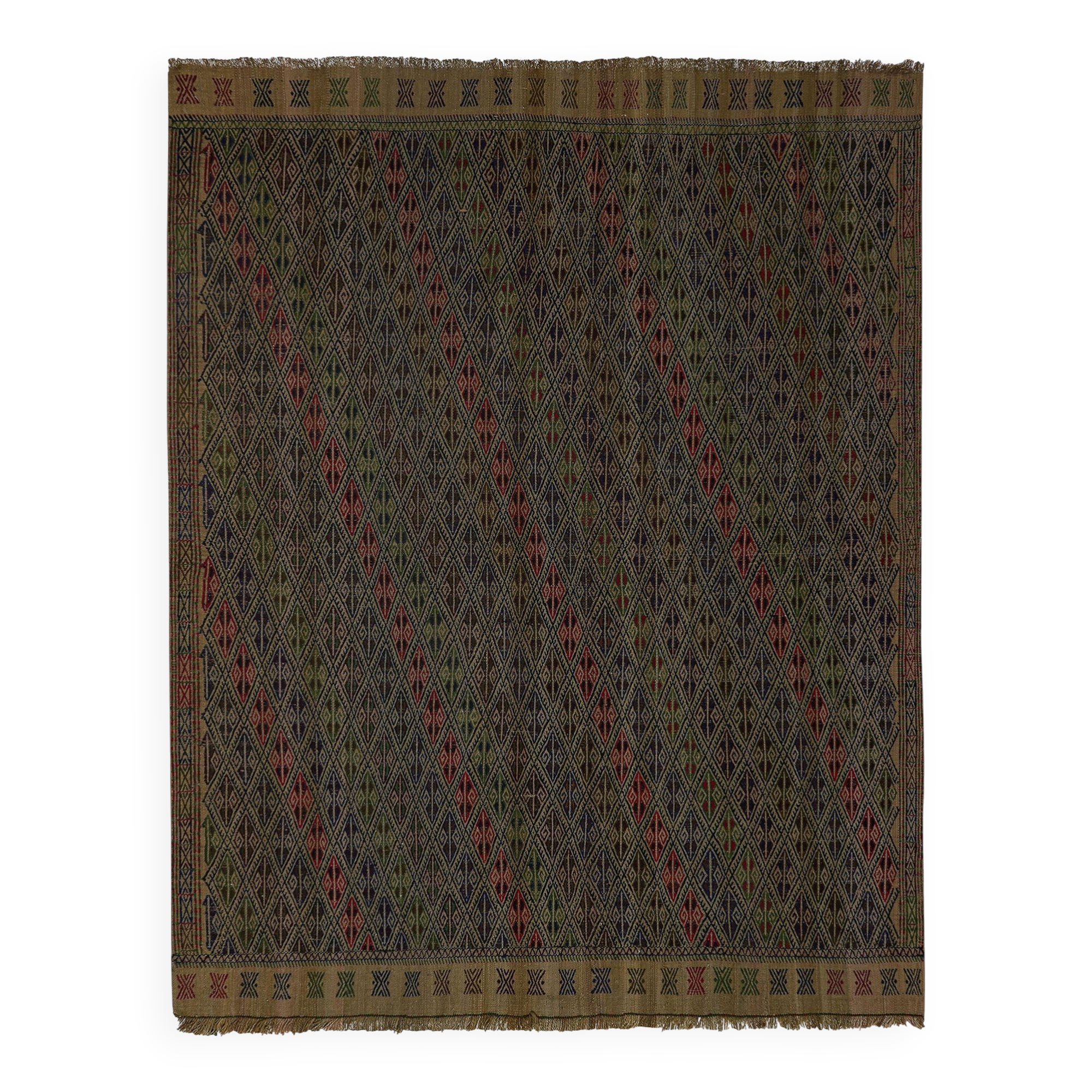 Vintage Turkish kilim, handwoven, 165x217 cm.
