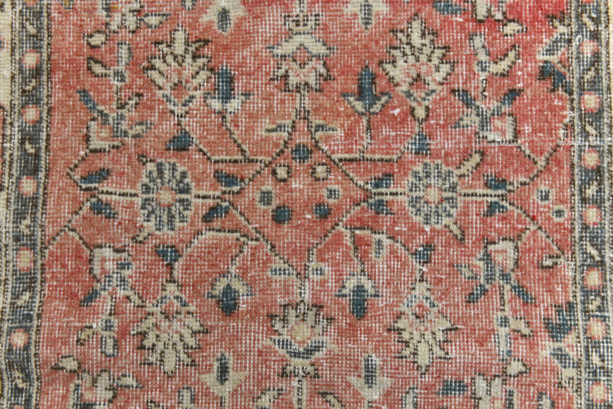 3x9 Vintage All-Over Floral Red Turkish Runner Rug, 92x286Cm