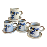 4 stoneware coffee cups