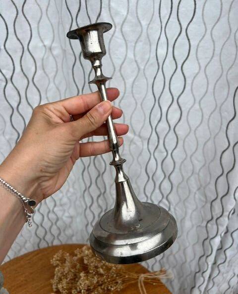 Set of 2 vintage silver candle holders