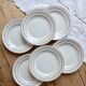 6 vintage dessert plates Céranord Saint-Amand red blue yellow stripes