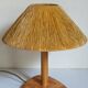 Table lamp in wood and rattan, 50s raffia lampshade