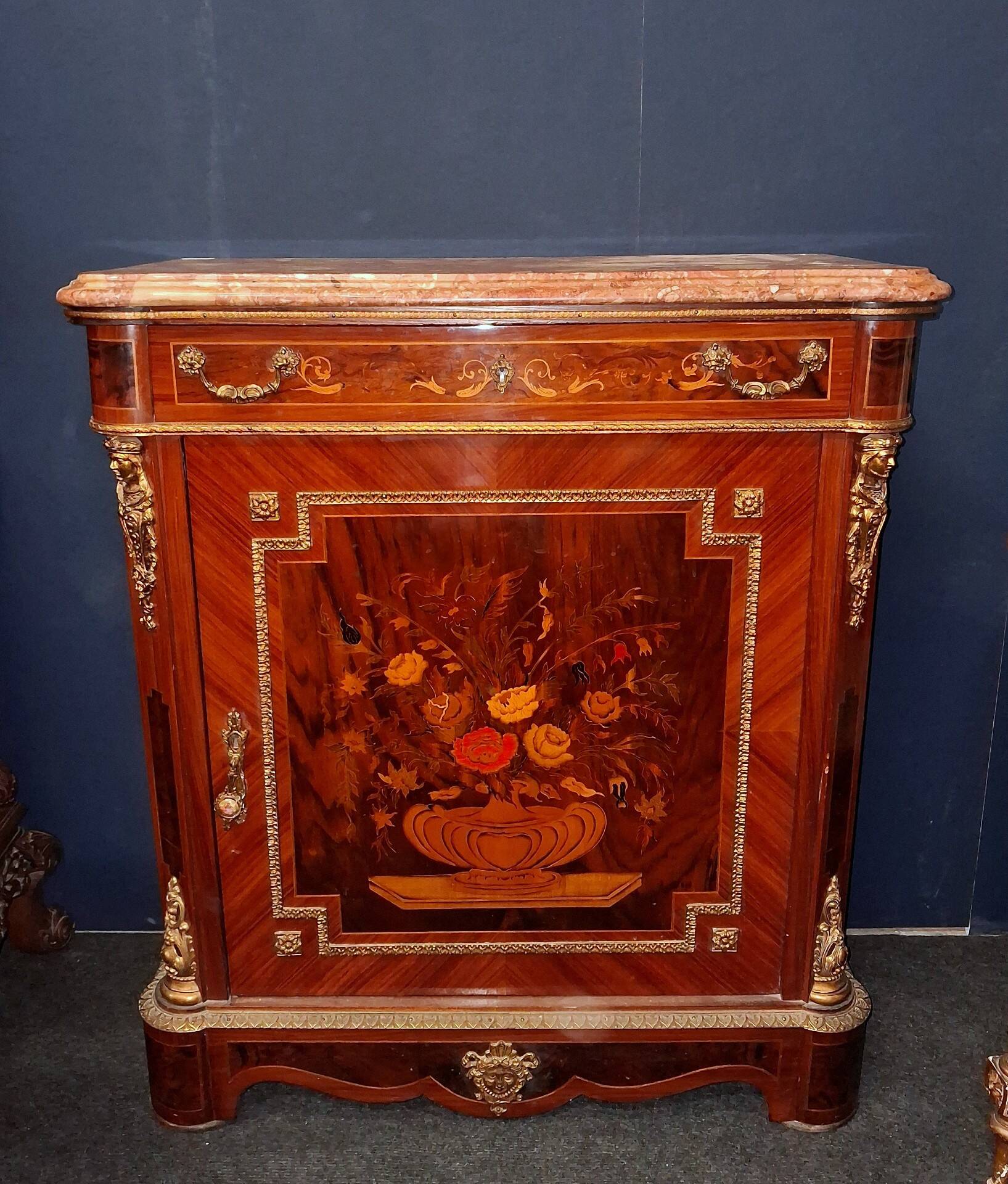 Napoleon III Support Table in Floral Marquetry