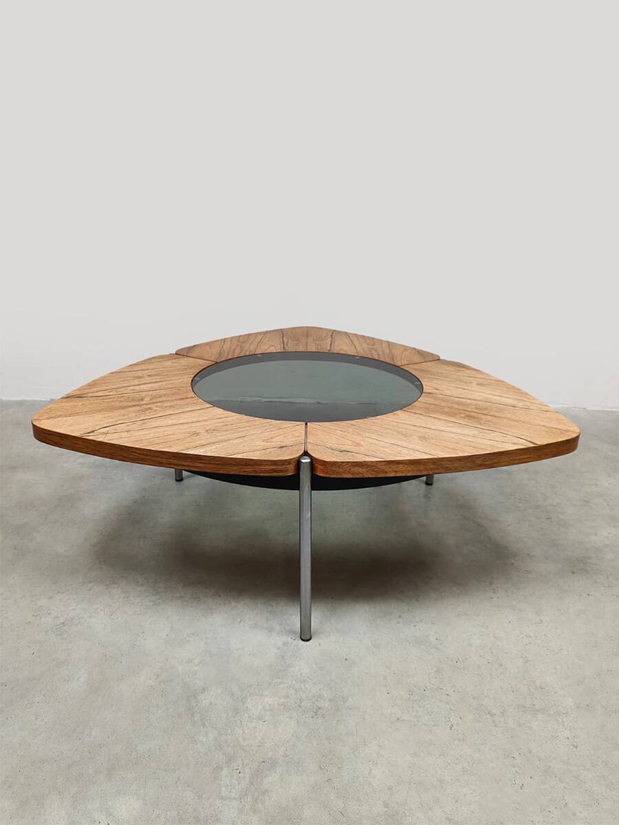 Scandinavian glass and wood coffee table Denmark