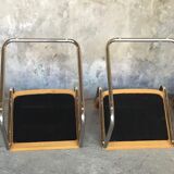 Set of 4 chairs cesca wood and red, model B32 by Marcel Breuer