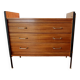 3-drawer chest of drawers in mahogany, black metal and gilded brass 1950 Vintage.