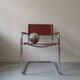 pair of tibular chairs design metal and leather, 1970