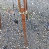 Wood and chrome tripod lamp