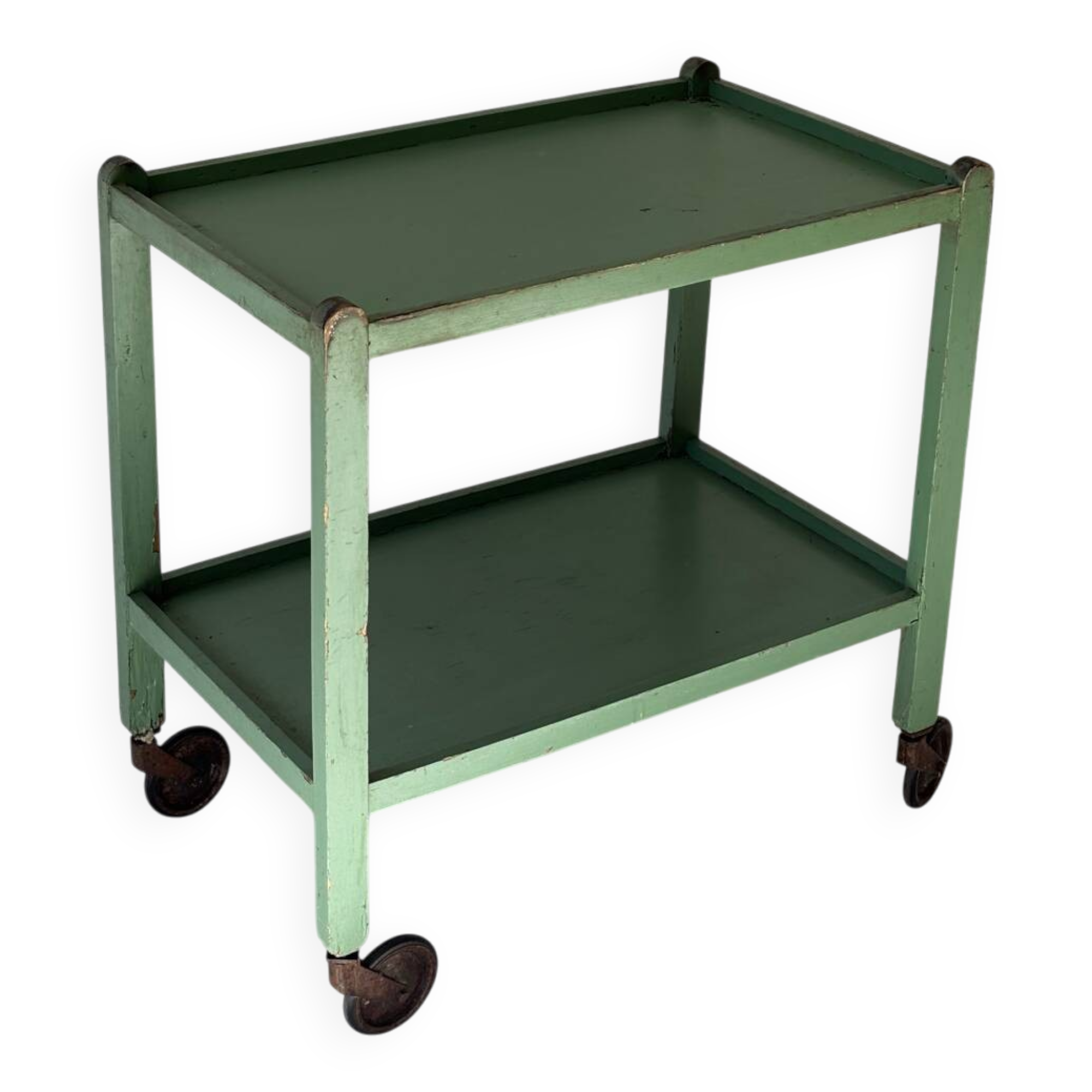 Painted wooden serving trolley, patinated, circa 1950