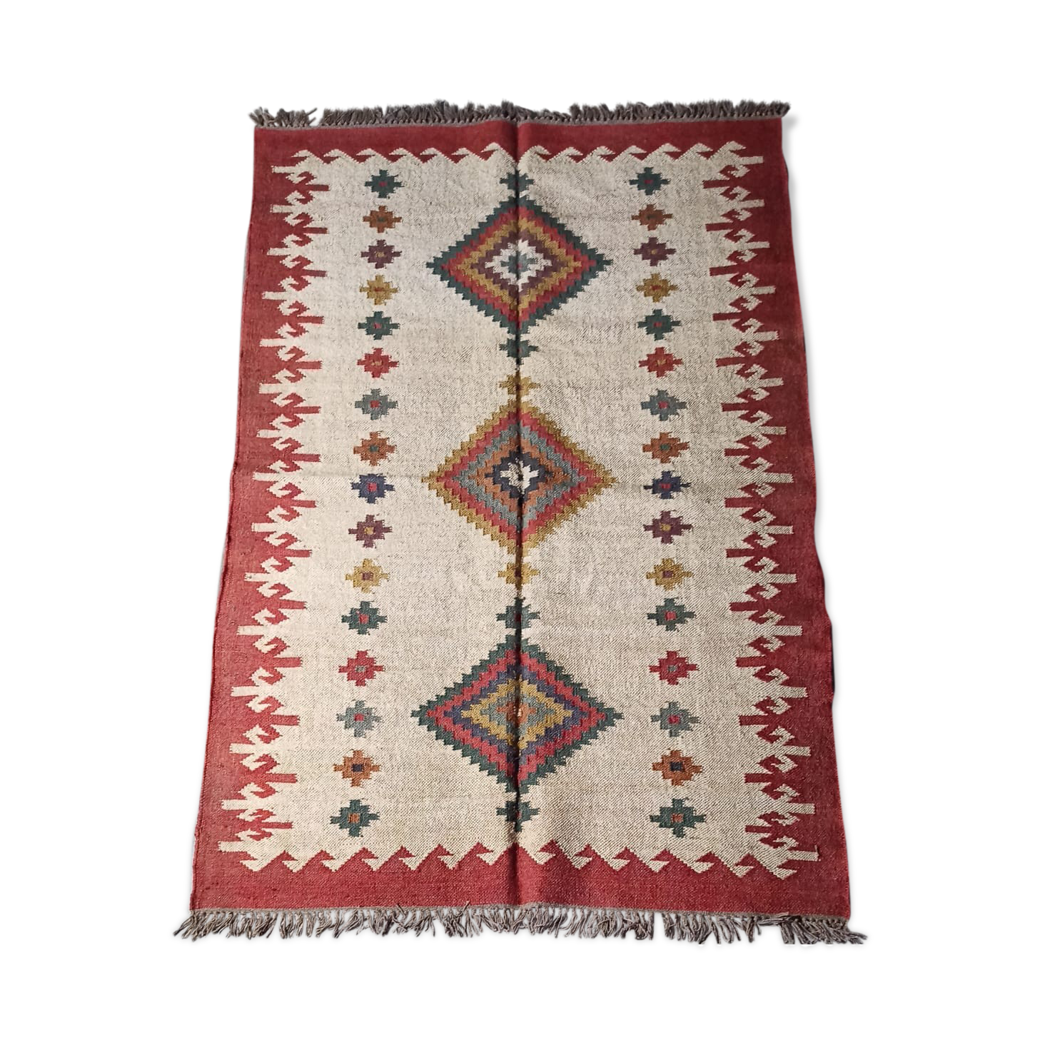Kilim carpet in burlap and cotton - 120cm x 180cm
