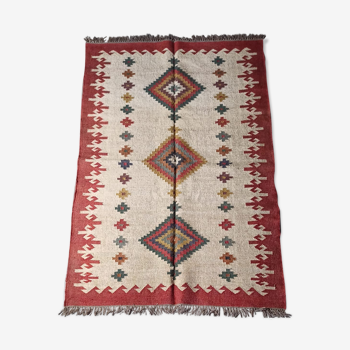 Tapis kilim en toile de jute et coton - 120cm x 180cm