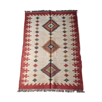 Tapis kilim en toile de jute et coton - 120cm x 180cm