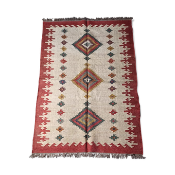 Kilim carpet in burlap and cotton - 120cm x 180cm