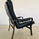 Vintage mid-century Scandinavian black leather lounge chair 1970s