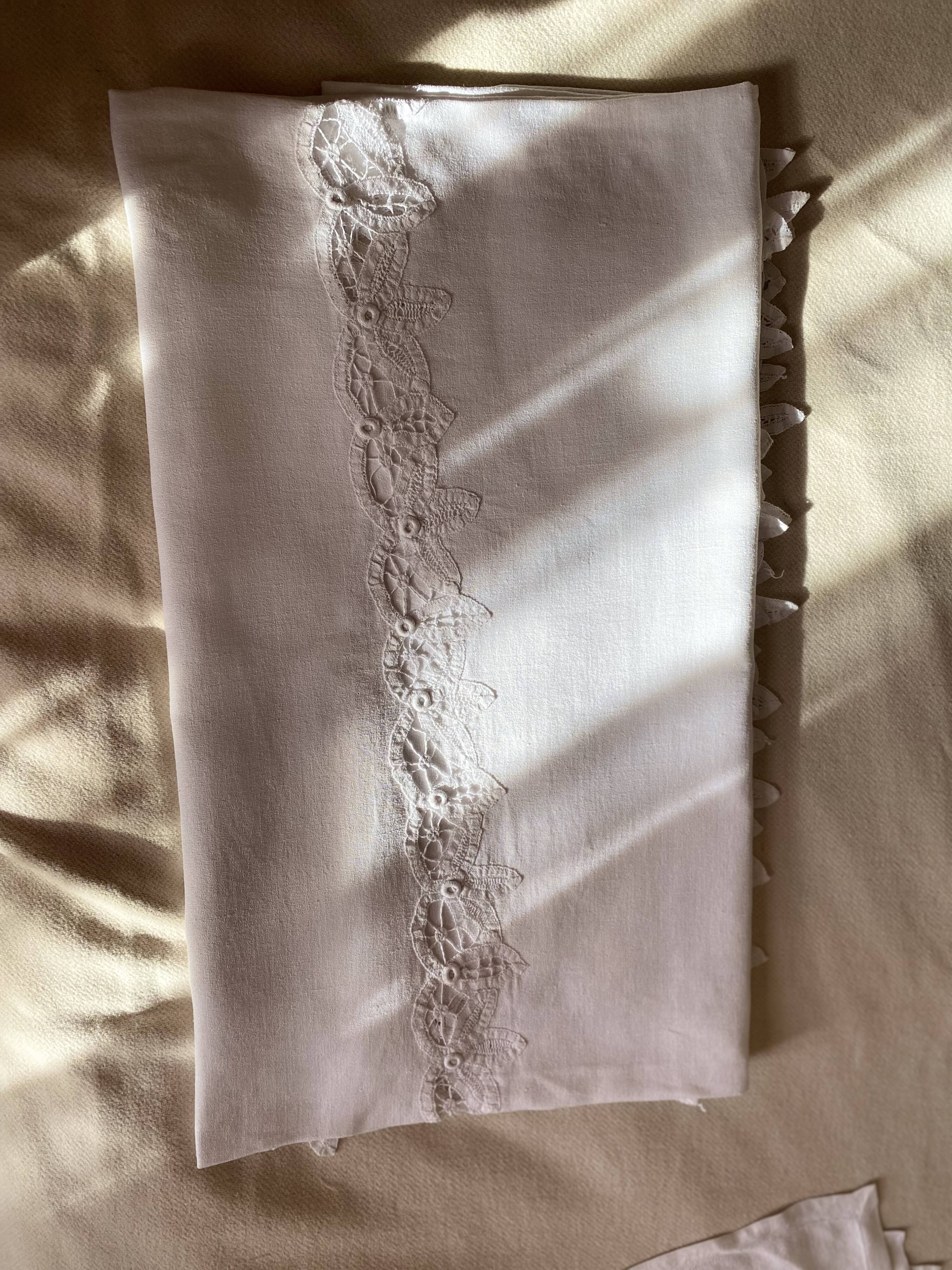Linen tablecloth hand embroidery monogram an