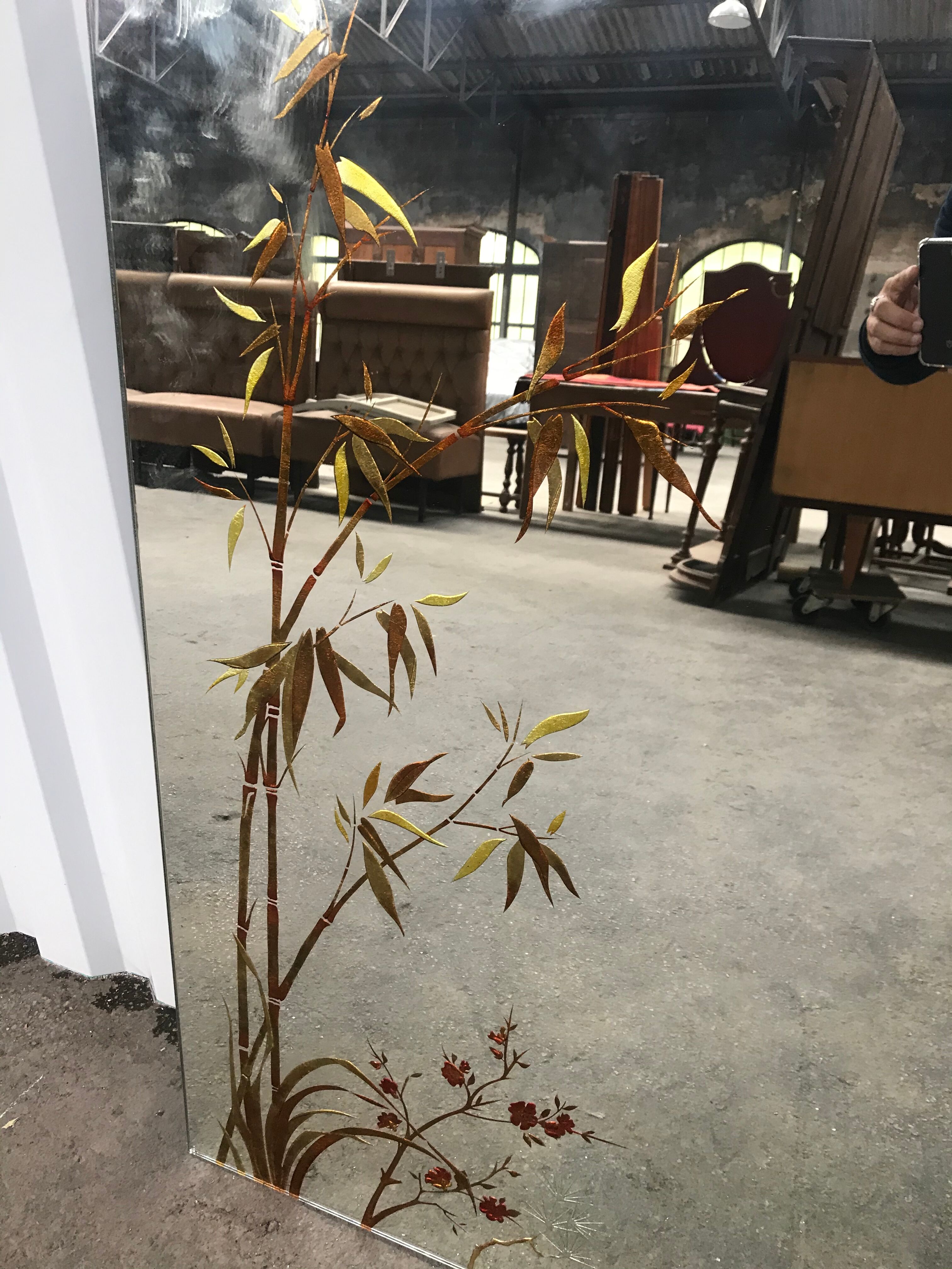 Exotic-patterned brasserie bistro mirror