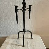 Brutalist candlestick in struck steel 1980
