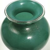 Green Cased Alga Glass Vase with Gold Leaf by Tomaso Buzzi for Venini