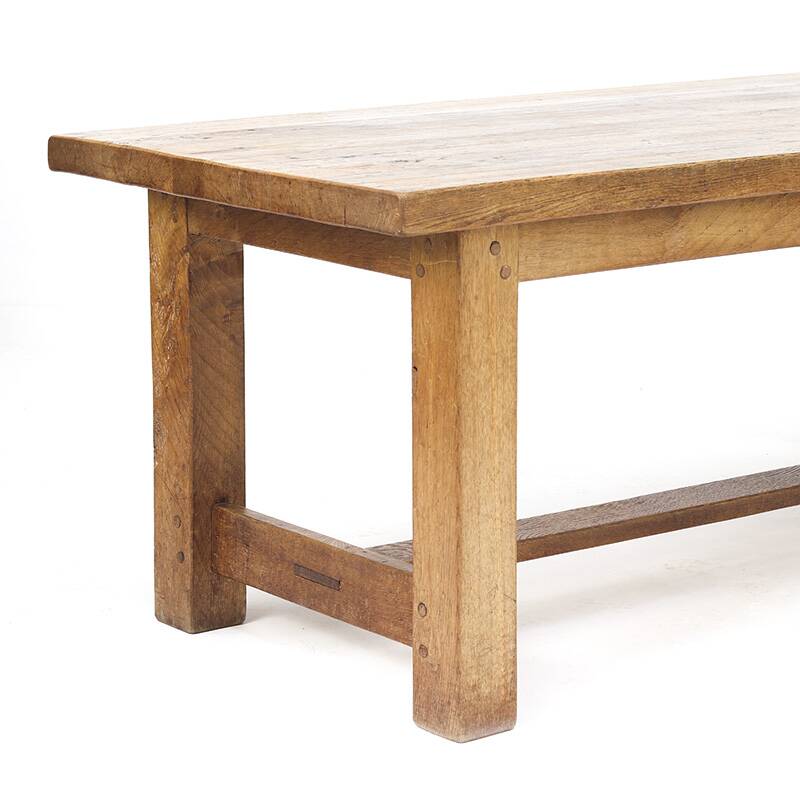 Vintage Mid-Century Brutalist Rustic Oak Dining Table