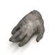 Cast iron silver-coloured catchall in the shape of a hand, 1970s sculpture.