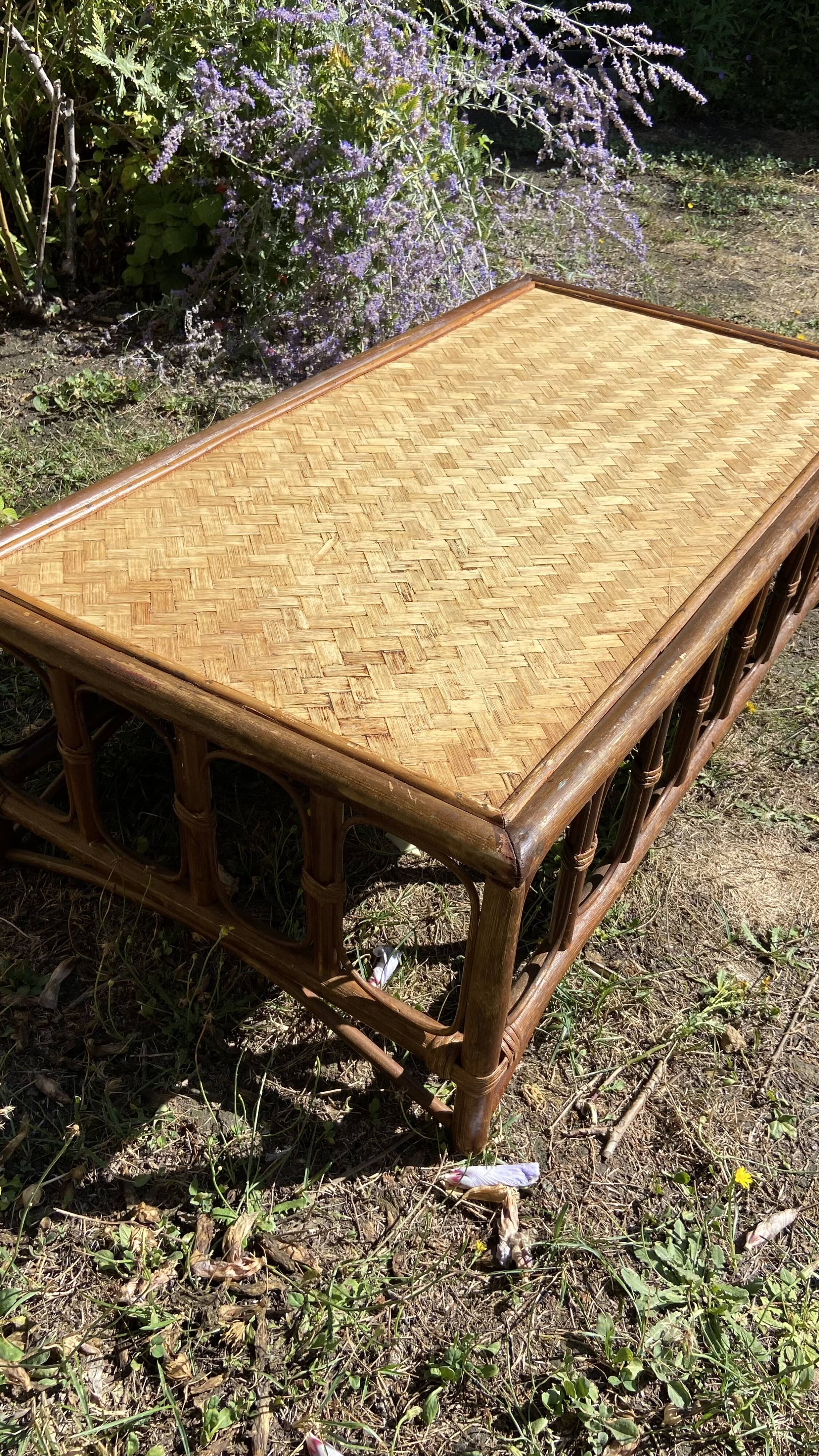 Vintage rattan coffee table