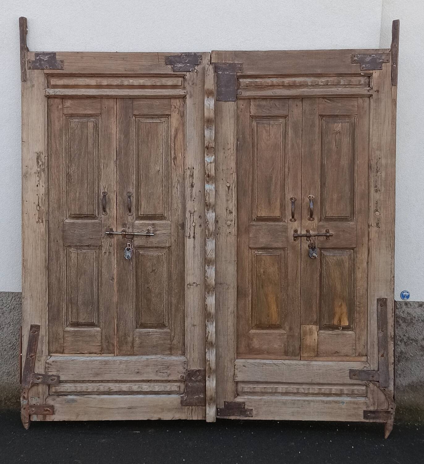 Large old double wooden door