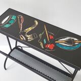 Vintage 1950s side table magazine rack ceramic & steel 50s 1950s music