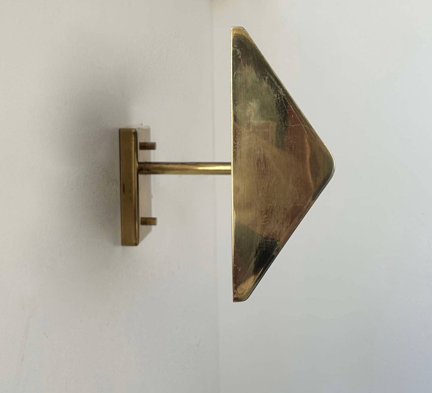 Vintage adjustable wall lamp, solid brass, France 1970