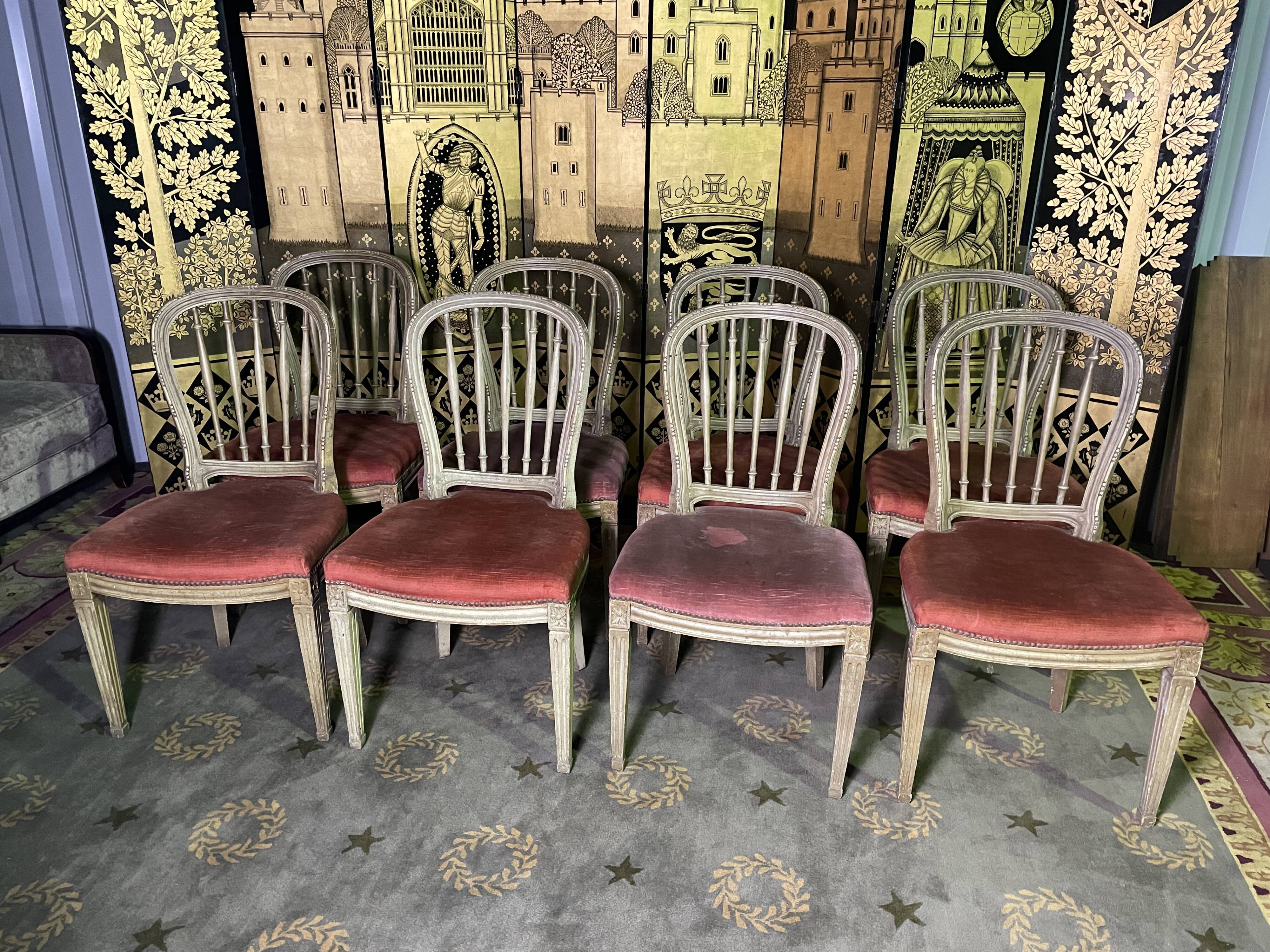 Suite of 8 chairs bars style Louis XVI 1950