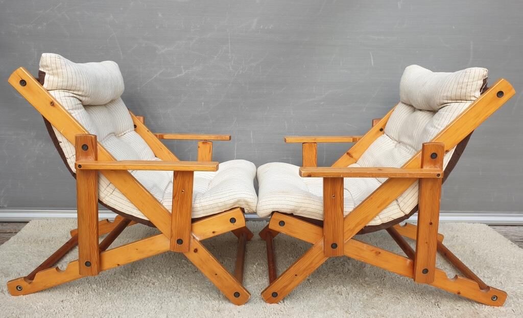 Pair of Kon-Tiki armchairs by Gillis Lundgren 1980's