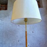 Modern mid-century brass and leather floor lamp Atelje Lyktan, Sweden