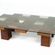 Table à café rectangulaire du milieu du siècle, noyer et verre, Italie , années 1960