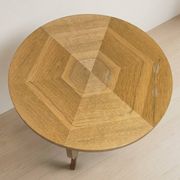 Table basse ronde en bois vintage avec étagère inférieure, 20e siècle