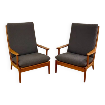 Paire de fauteuils scandinave d’Edvard Valentinsen pour Fraska, Danemark 1960’s
