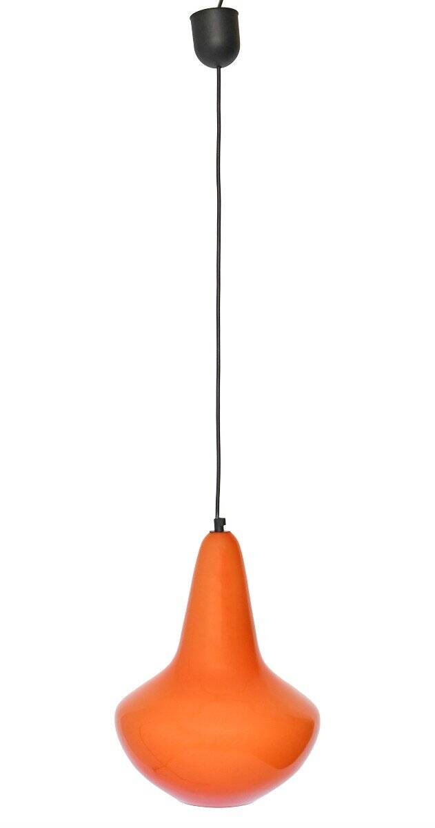 Suspension en opaline orange, années 1960