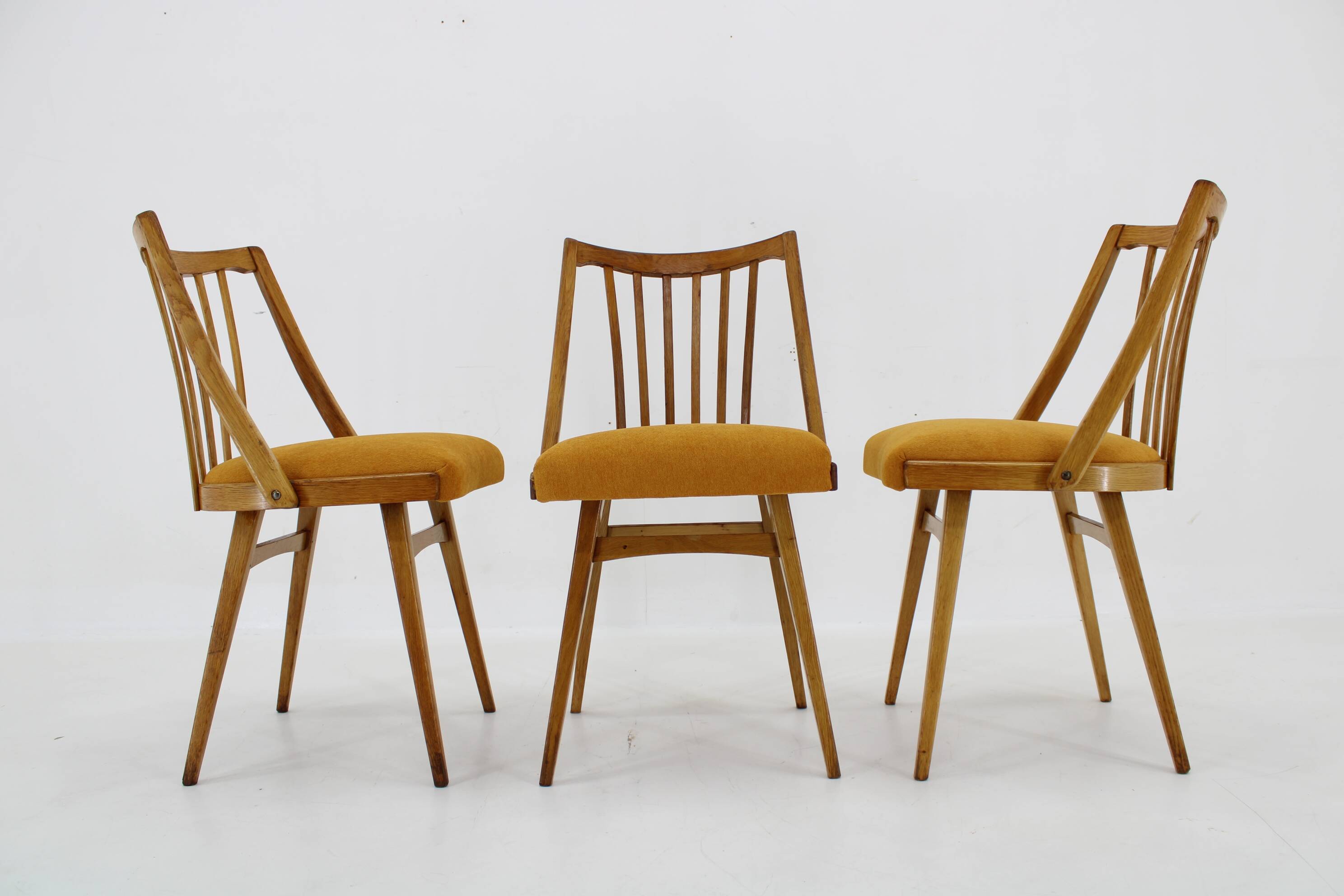 1960s Antonin Suman Oak Chair, Set of Three
