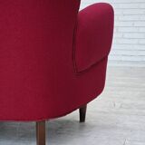 1960s, Danish armchair, furniture wool, beech wood logs.