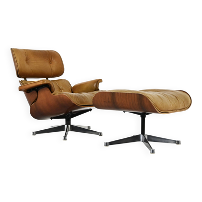 Fauteuil et repose-pieds par Charles & Ray Eames pour Herman Miller