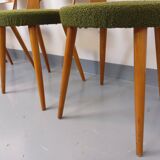 Set of 4 vintage Baumann Mondor chairs in terry cloth wood