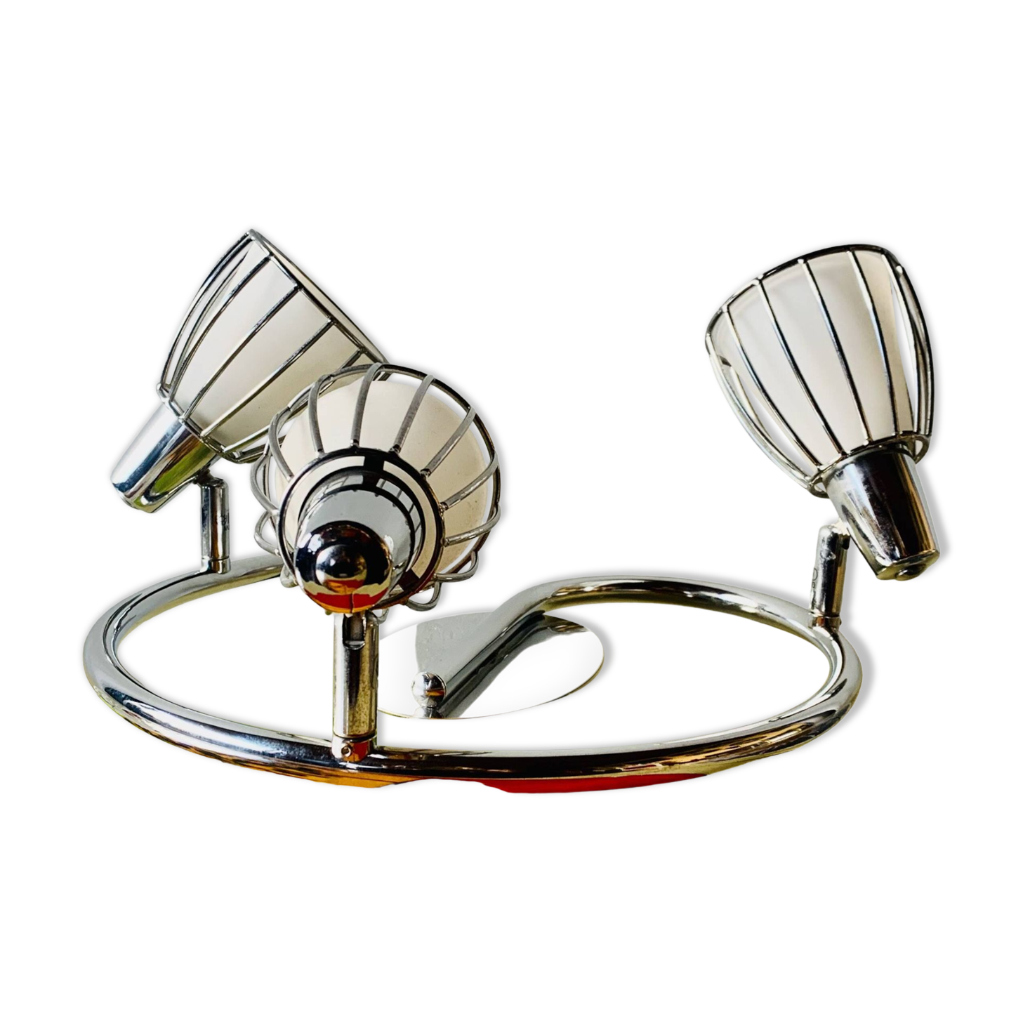 Vintage ceiling light with three adjustable spots in chrome metal