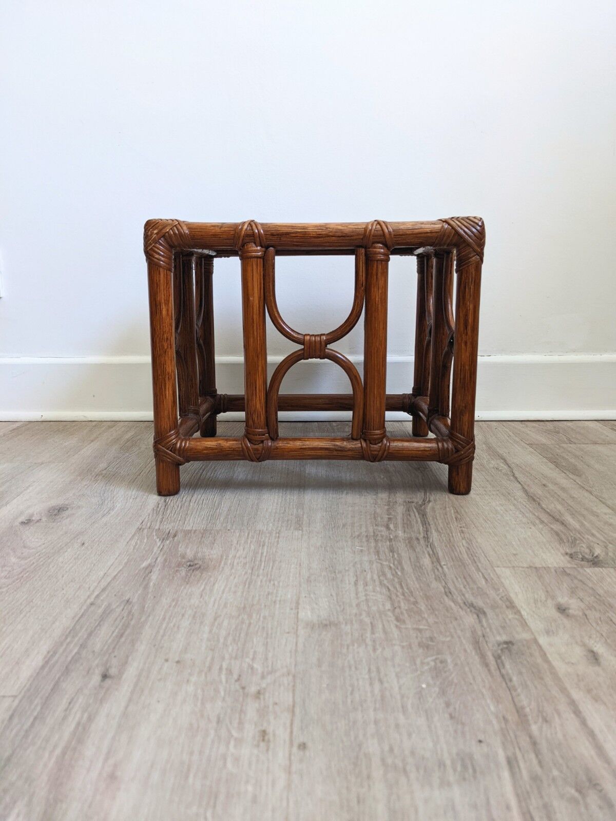 Caramel rattan side table