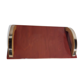 Glass tray and wooden handle