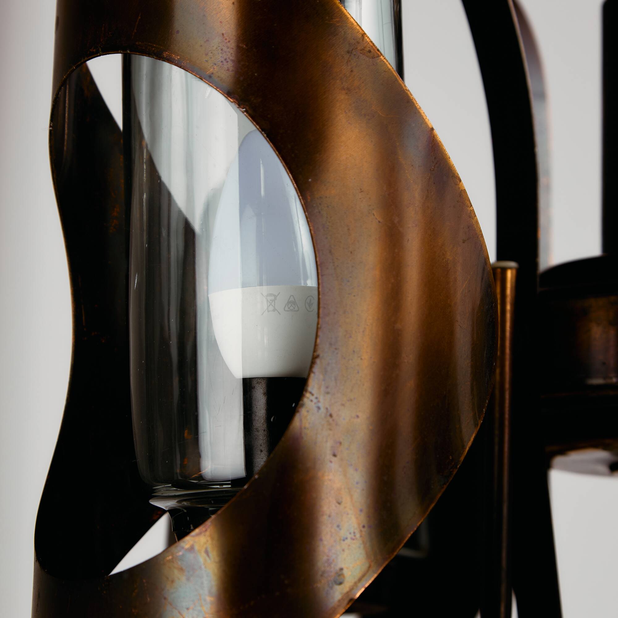 Brass and glass chandelier