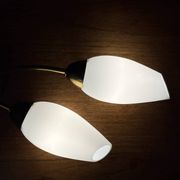 Brass and white opaline "Tulip" wall lights 1950