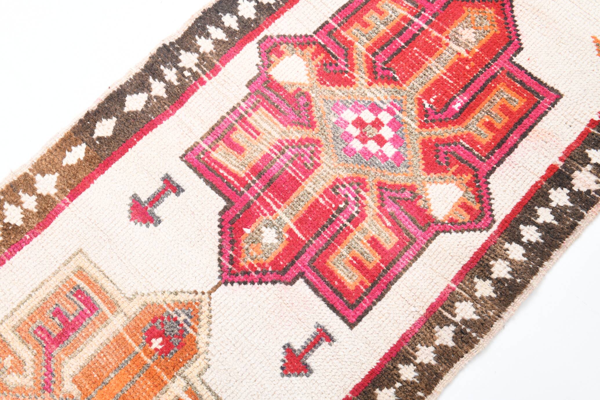 Red & Brown Oriental Persian Runner Rug, 84x334Cm